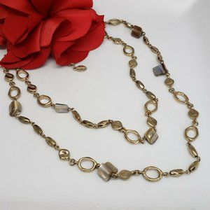 Vintage Bijoux Terner Gold Tone & MOP Multi-Strand Necklace Statement Collar Cha